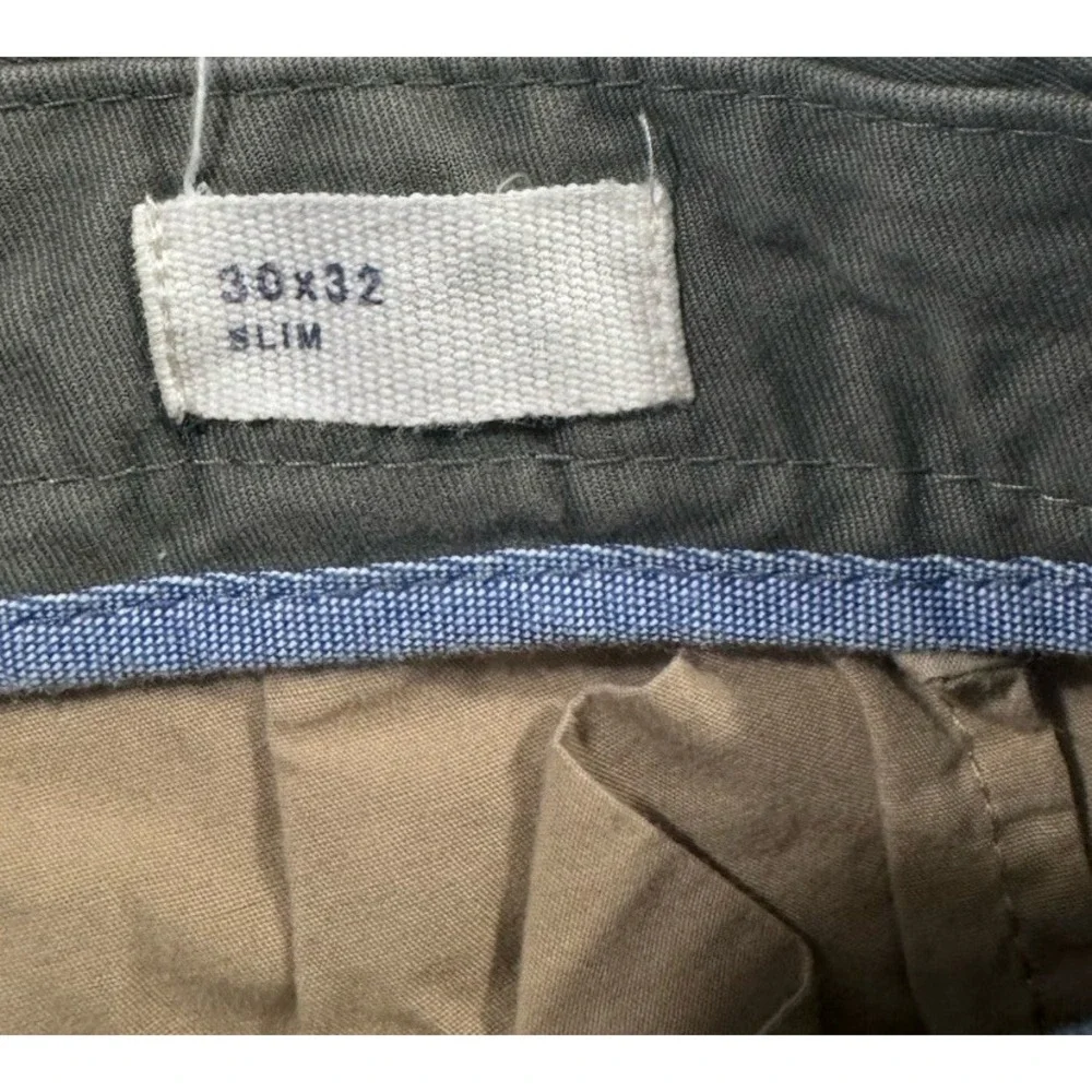 GAP Chino Pants Mens 30x32 Green Slim Cotton Stretch Flat Front Preppy Casual